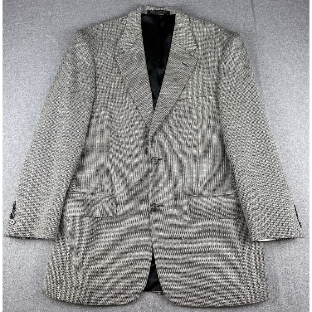 Oak Creek Dillards 38R Gray Herringbone Silk Wool Sport Coat Blazer Jacket